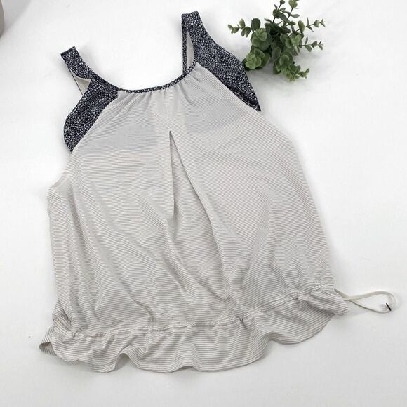 Lululemon Run Times Cinch Running Tank size 6 Heathered Ghost Plush Petal Black - Picture 1 of 10